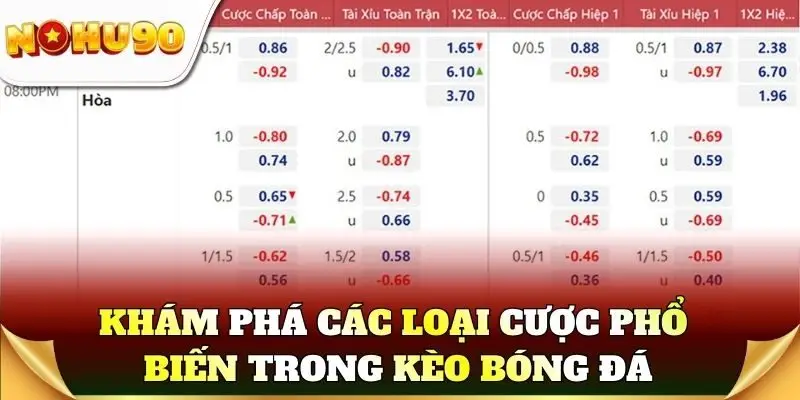 Khám phá các loại cược phổ biến trong kèo bóng đá
